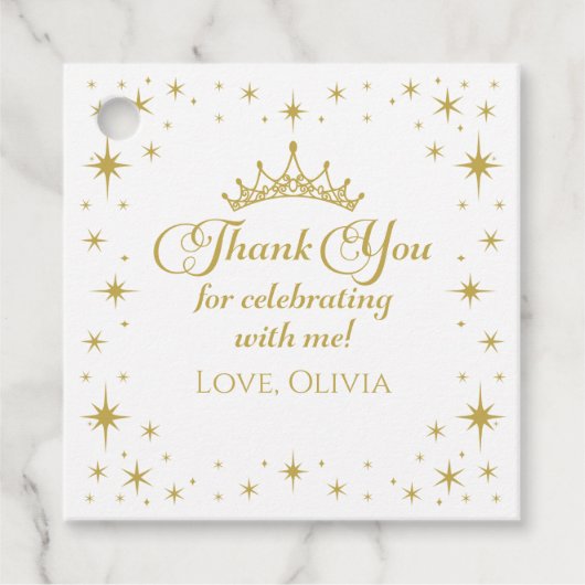 Koninklijke Gouden Prinses Verjaardag Bedankjes Labels (Voorkant)