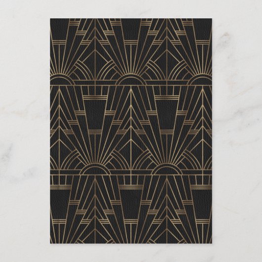 Koninklijke Gouden Zwarte Gatsby Huwelijksreceptie Informatiekaartje (Achterkant)