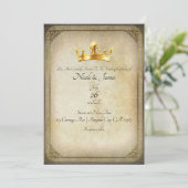  koninklijke goudkroonlegant huwelijksuitnodiging kaart (Staand voorkant)