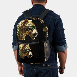 Koninklijke Gratie: De Gouden Jaguar Versierd met Bedrukte Rugzak