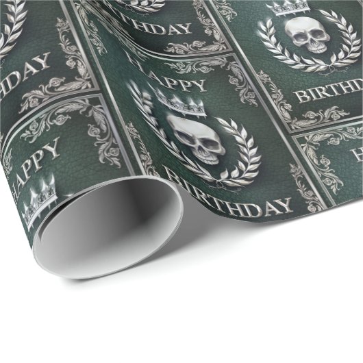 Koninklijke Groene en Zilveren Koning van de Dood  Cadeaupapier (Rol Hoek)