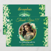 Koninklijke Groene Foto Boho Quinceañera Spaanse F Bedankkaart (Voorkant / Achterkant)