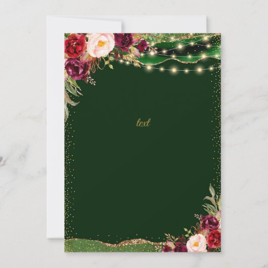 Koninklijke Groene Verjaardag Diner Party Kaart (Achterkant)