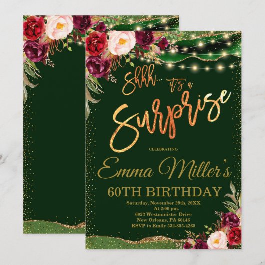 Koninklijke Groene Verjaardag Diner Party Kaart (Voorkant / Achterkant)