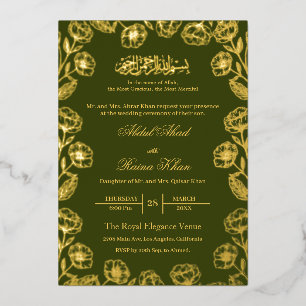 Koninklijke Henna Bloemrijke Gouden Folie Moslim B Uitnodiging