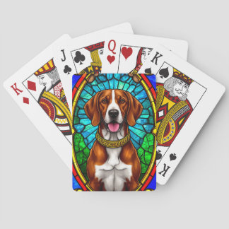 Koninklijke Hond Portret met Weelderige Gouden Lij Pokerkaarten