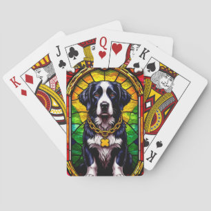 Koninklijke Hond Portret met Weelderige Gouden Lij Pokerkaarten