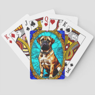 Koninklijke Hond Portret met Weelderige Gouden Lij Pokerkaarten