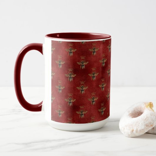 Koninklijke honingbijen werpkussen mok (Met donut)