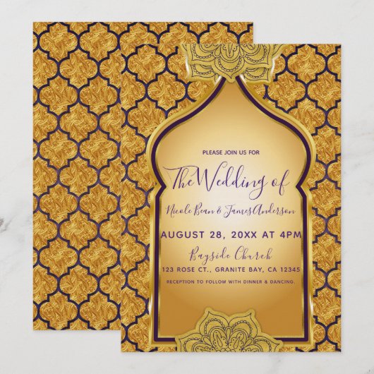 Koninklijke Indiase Arabische Thema Huwelijk in Pa Kaart (Voorkant / Achterkant)