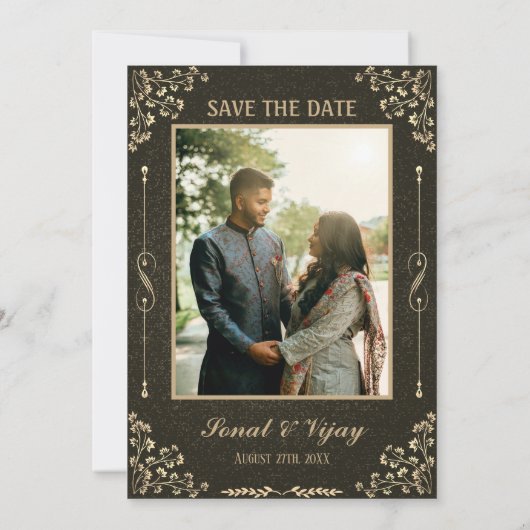 Koninklijke Indiase Hindoe Bruiloft Ganesha Logo G Kaart (Achterkant)