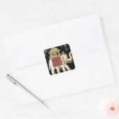 KONINKLIJKE INDISCHE OLIFANTENRIT ZARI ART VIERKANTE STICKER (Envelop)