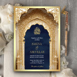 Koninklijke Islamitische Boog Marine Blauw Goud Mo Kaart<br><div class="desc">Verras uw gasten met deze elegante islamitische bruiloft uitnodiging met een prachtige boog met ingewikkelde details en moderne typografie met QR Code voor RSVP of voeg uw locatie-URL toe om uw gasten te helpen uw trouwlocatie sneller te vinden. Voeg eenvoudig uw evenementgegevens toe aan deze gebruiksvriendelijke sjabloon om er een...</div>