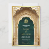 Koninklijke Islamitische Boog Smaragd Goud Moslim  Kaart (Voorkant)
