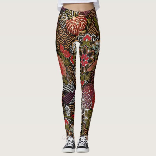 Koninklijke Japanse Embroïde Zijde Leggings (Voorkant)