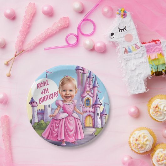 Koninklijke karikatuur Prinses 4e verjaardag Papieren Bordje (Feest)