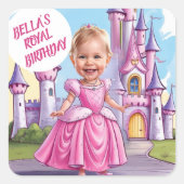 Koninklijke karikatuur Prinses 4e verjaardag Vierkante Sticker (Voorkant)