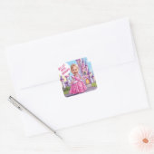 Koninklijke karikatuur Prinses 4e verjaardag Vierkante Sticker (Envelop)