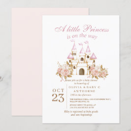 Koninklijke kasteel prinses baby shower kaart