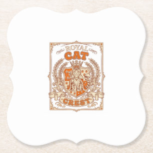 Koninklijke Kat Crest Kat Heraldiek Wapen Vintage  Kartonnen Onderzetters