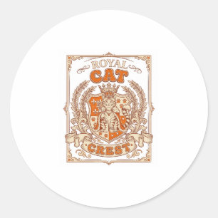 Koninklijke Kat Crest Kat Heraldiek Wapen Vintage  Ronde Sticker