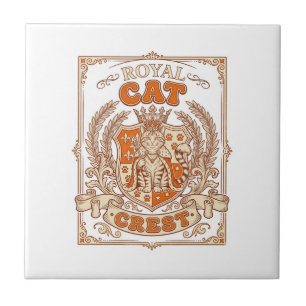Koninklijke Kat Crest Kat Heraldiek Wapen Vintage Tegeltje