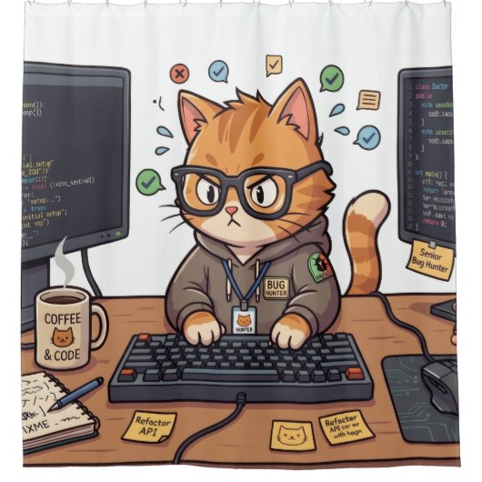 Koninklijke Kat Douchegordijn (Voorkant)