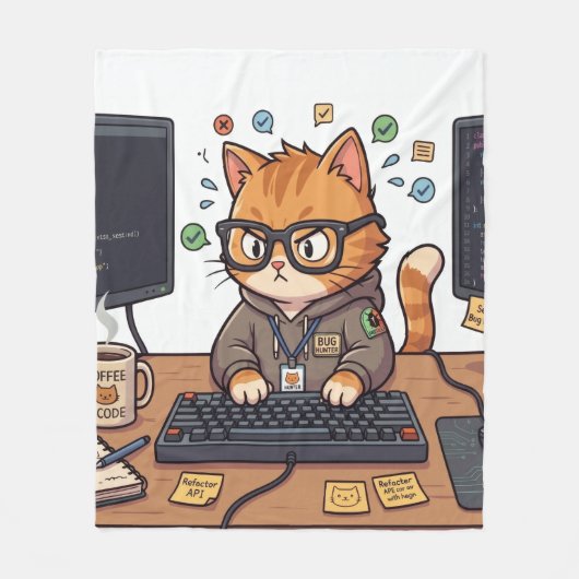 Koninklijke Kat  Fleece Deken (Voorkant)