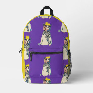 Koninklijke Kat in Kroon en Robe Vintage Pop Art G Bedrukte Rugzak
