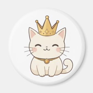 Koninklijke Kat met Gouden Kroon Kawaii-ontwerp Magneet