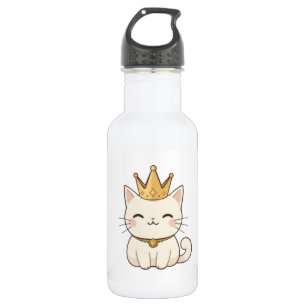 Koninklijke Kat met Gouden Kroon Kawaii-ontwerp Waterfles