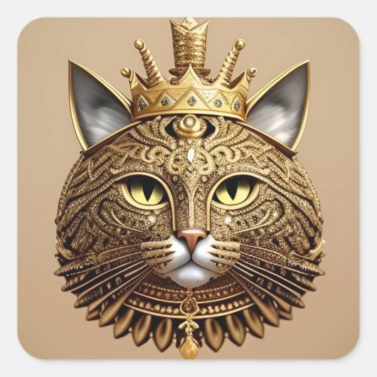 Koninklijke Kat Profiel Vierkante Sticker (Voorkant)