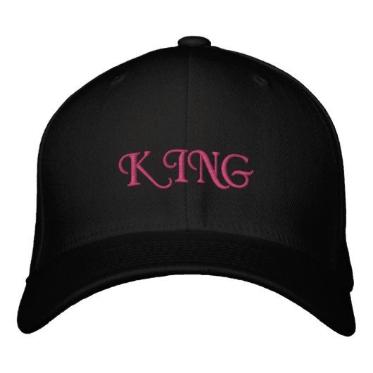 Koninklijke King Basic Flexfit Wol-Cap Zwart Elega Geborduurde Pet (Voorkant)