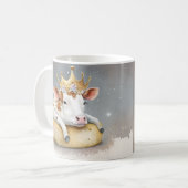 Koninklijke Koe Droomt op Kaas Troon Koffiemok (Voorkant links)