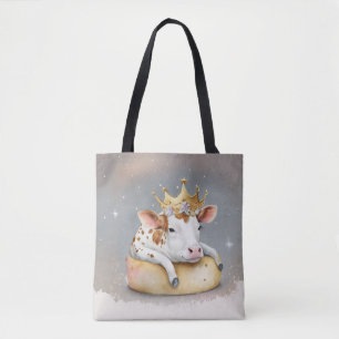 Koninklijke Koe Droomt op Kaas Troon Tote Bag