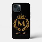 koninklijke koning Golden Crown Name Initiaal Bla Case-Mate iPhone Case (Achterkant)