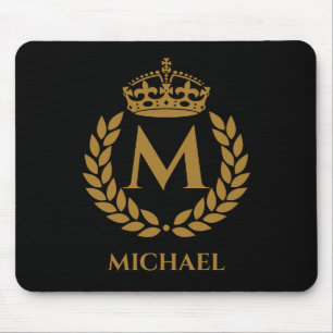 koninklijke koning Golden Crown Name Initiaal Bla Muismat