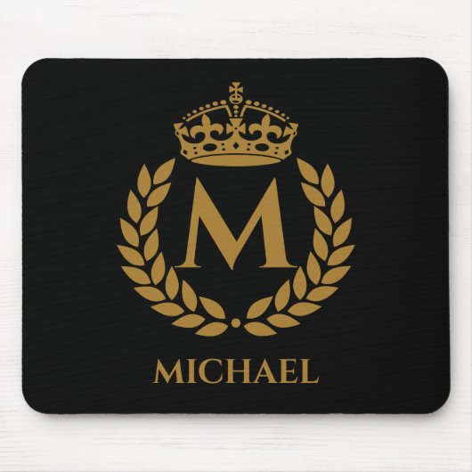  koninklijke koning Golden Crown Name Initiaal Bla Muismat (Voorkant)
