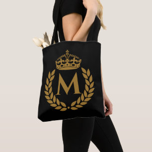 koninklijke koning Golden Crown Name Initiaal Bla Tote Bag
