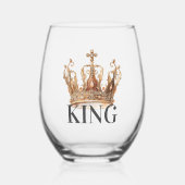 Koninklijke Koning Gouden Vergulde Kroon Wijnglas Zonder Voet (Voorkant)