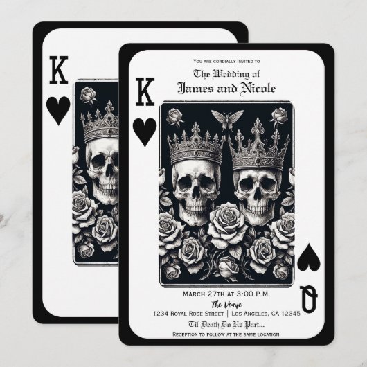 Koninklijke Koning & Koningin van Harten Schedels  Kaart (Voorkant / Achterkant)