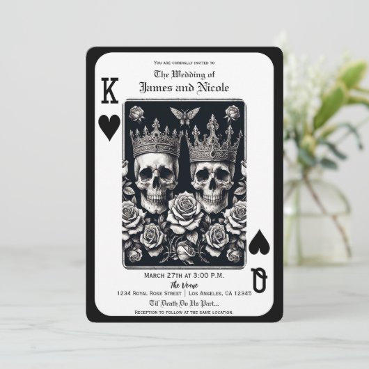 Koninklijke Koning & Koningin van Harten Schedels  Kaart (Staand voorkant)