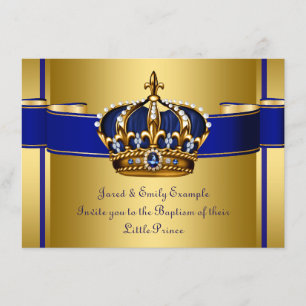 Koninklijke Kroon Blauwe en Gouden Prins Doop Kaart