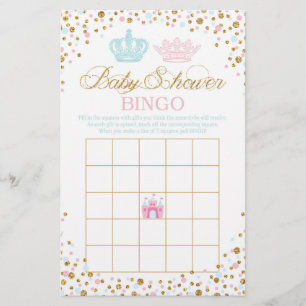 Koninklijke Kroon Prinses Baby Shower Bingo Flyer