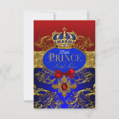 Koninklijke Kroon Rood & Blauw Kleine Prins Baby S Kaart (Voorkant)