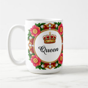 Koninklijke kroonlijst met diamanten en bloemrand koffiemok