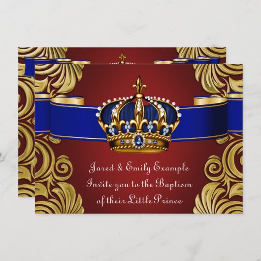 Koninklijke kroonprins doop rood goud kaart (Voorkant / Achterkant)
