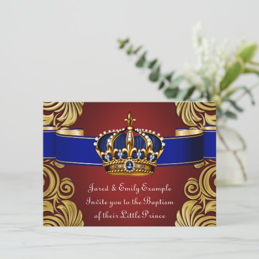 Koninklijke kroonprins doop rood goud kaart (Staand voorkant)