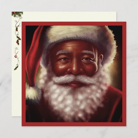 Koninklijke Lachende Zwarte Kerstman Witte Baard K Feestdagenkaart (Voorkant / Achterkant)