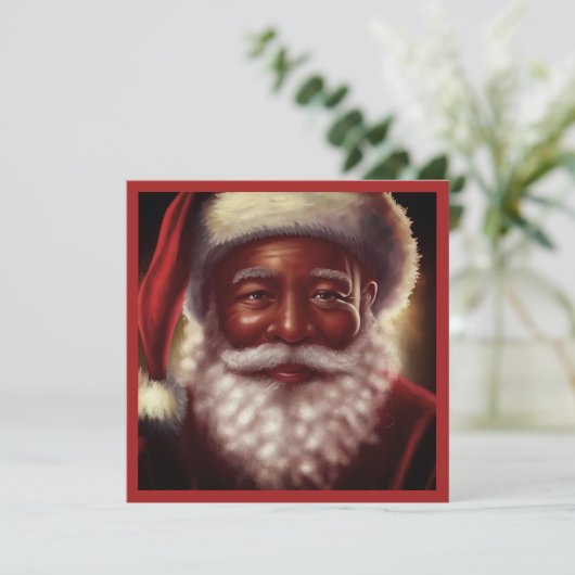 Koninklijke Lachende Zwarte Kerstman Witte Baard K Feestdagenkaart (Staand voorkant)